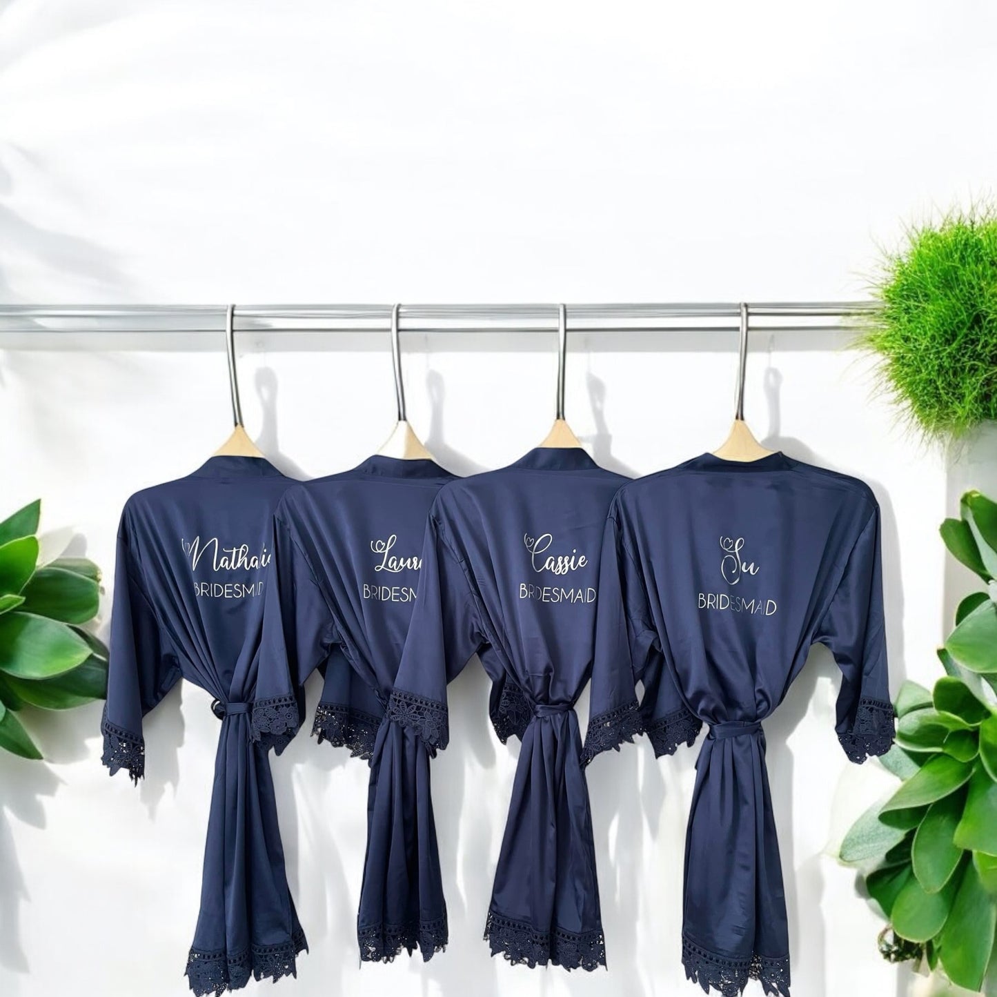 Navy Blue Personalised Satin Robes