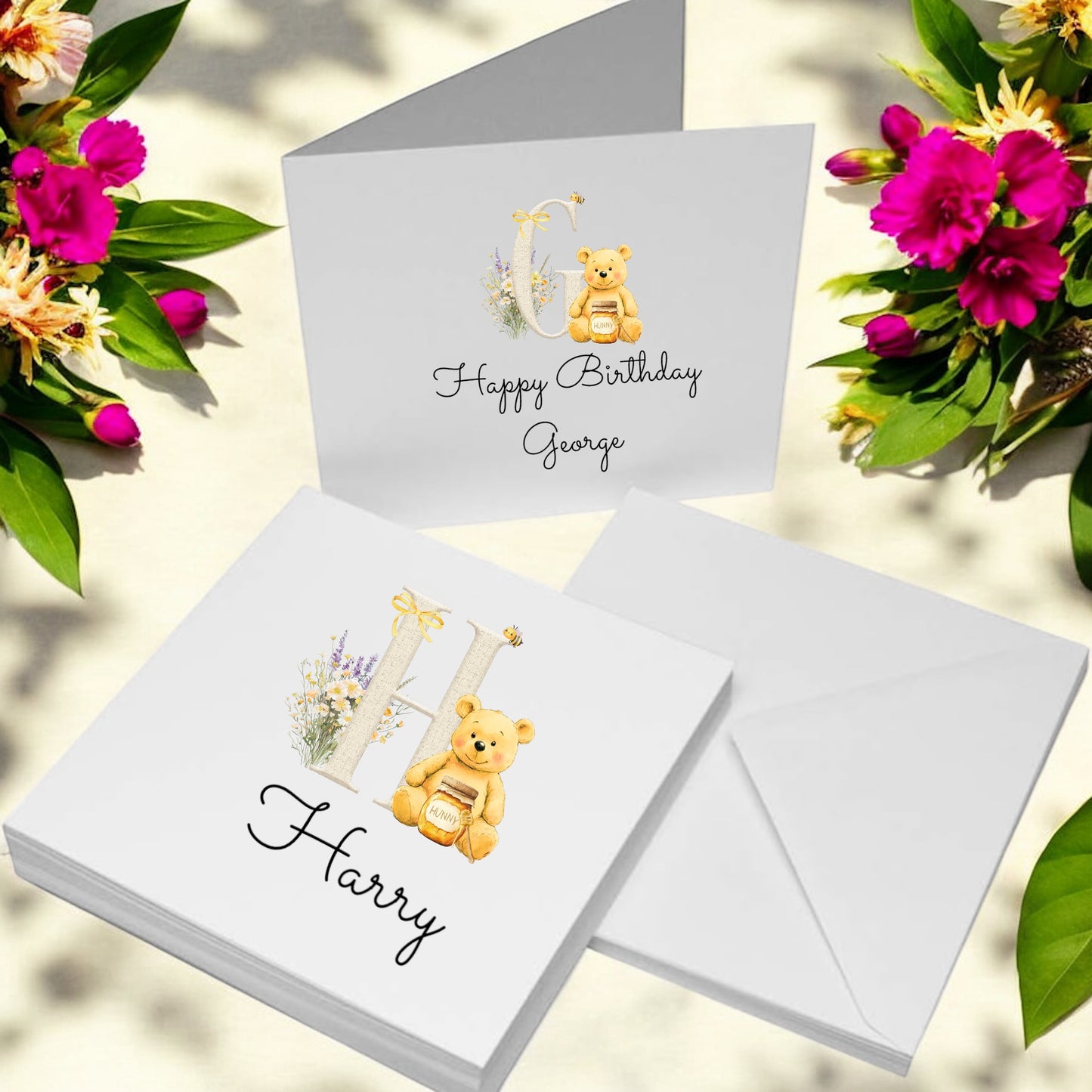 Honey Bear Initial Cards