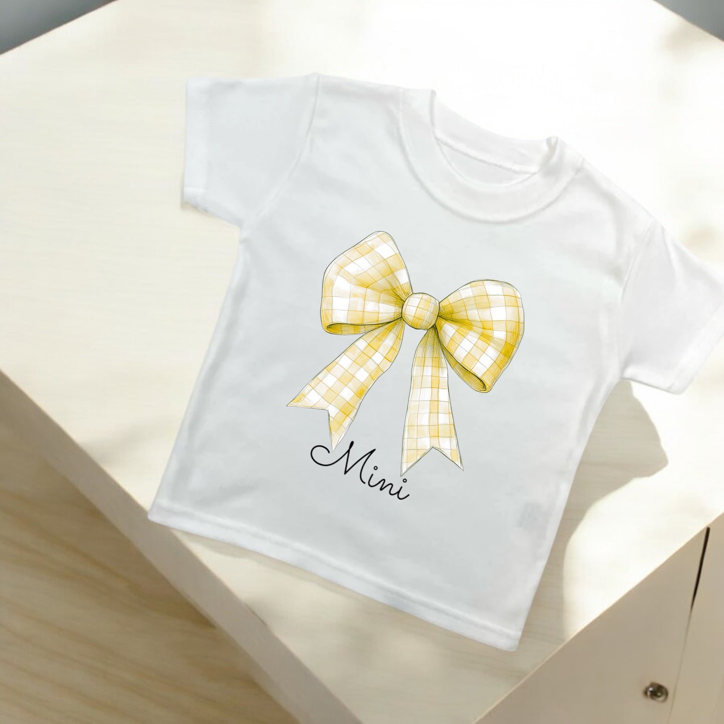 Bow T Shirts Personalised or with Mini on neutral Version