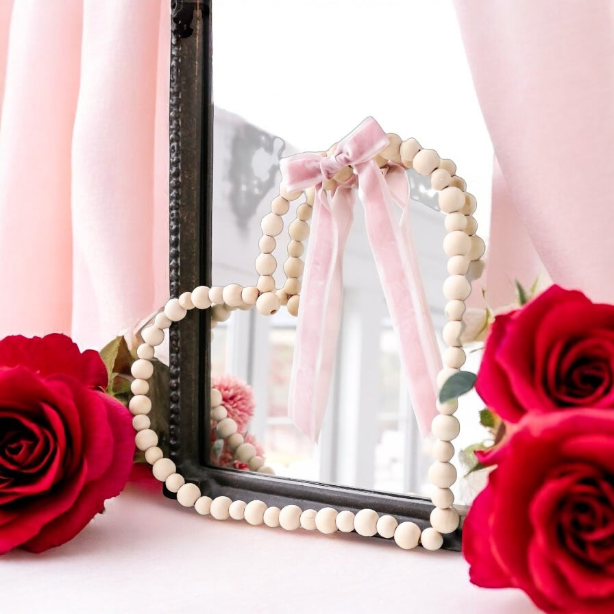 Handmade Beaded Heart finished with a bow or your choice of colour