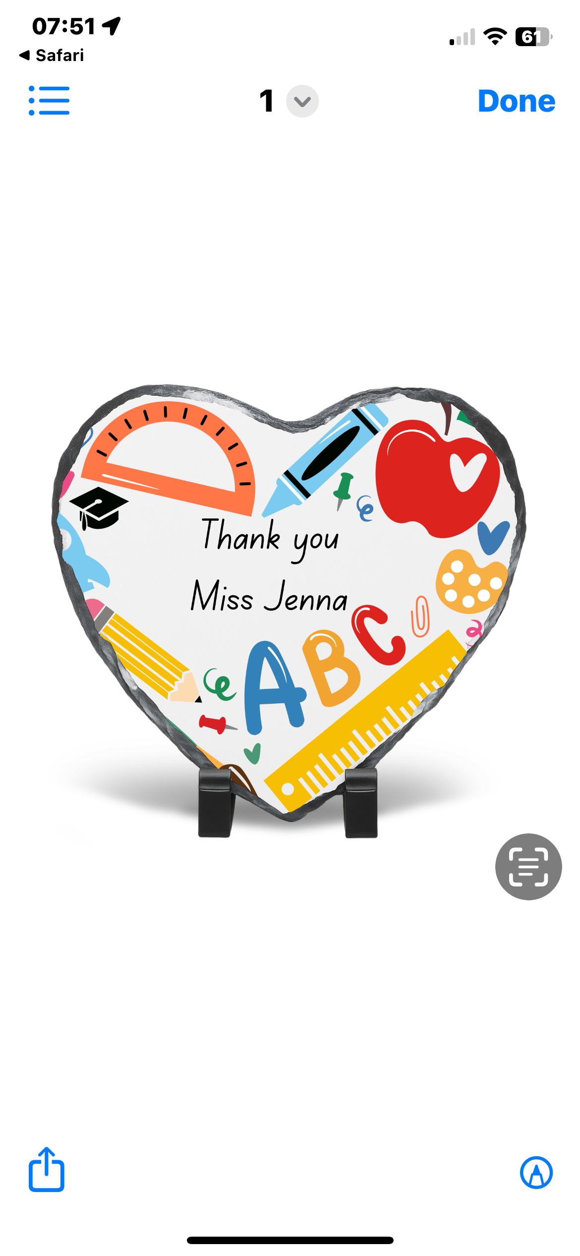 Thank you Teacher slate Picture with stand