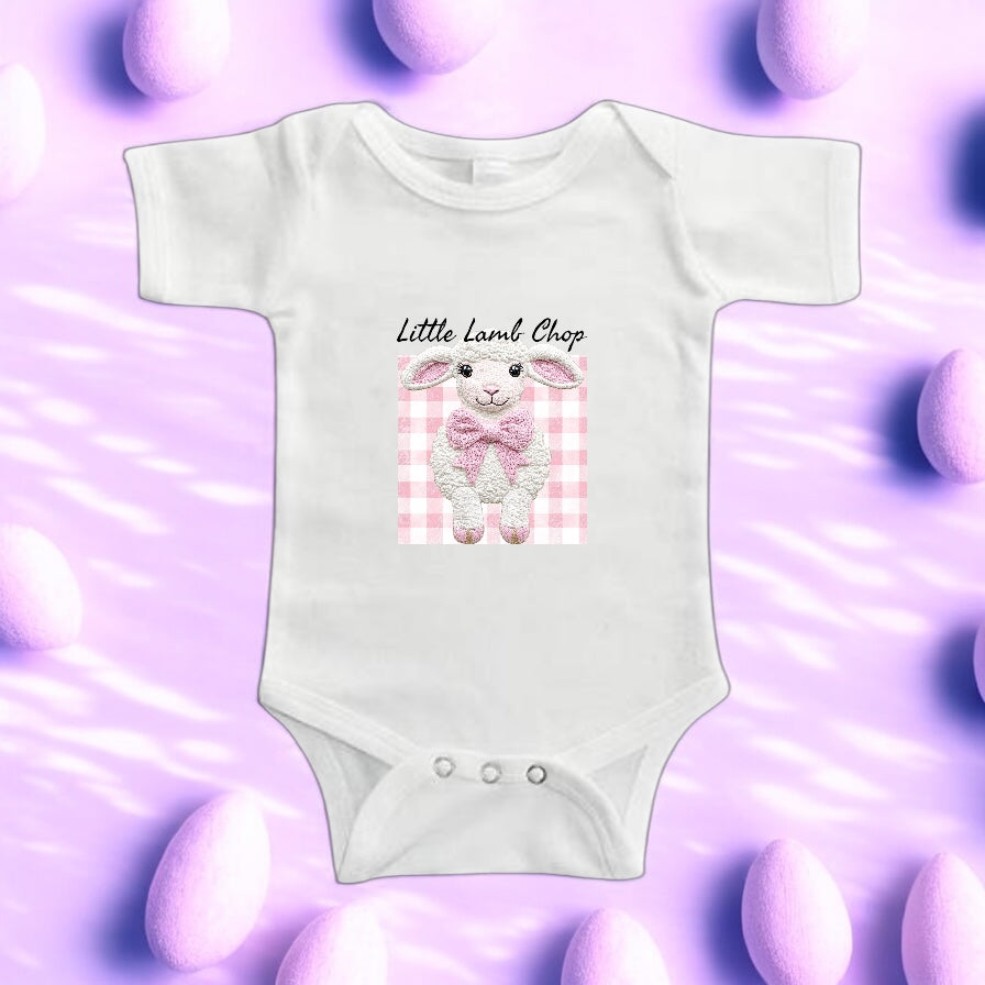 Embroidery affect Lamb baby bodysuit