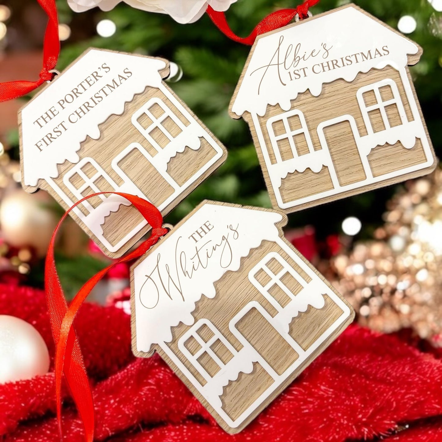 Personalised Christmas houses wood and acrylic