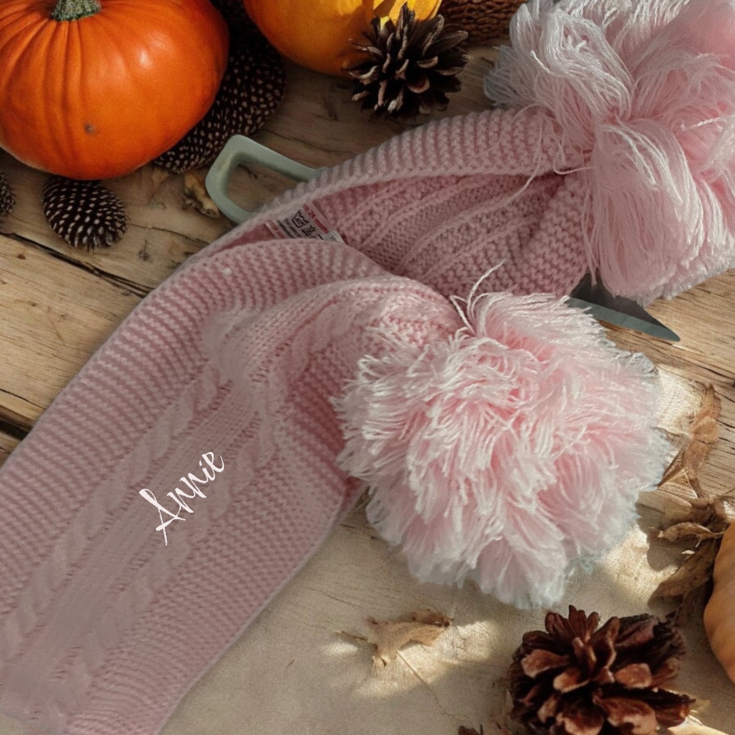 Children’s Pom Pom Scarf can be personalised