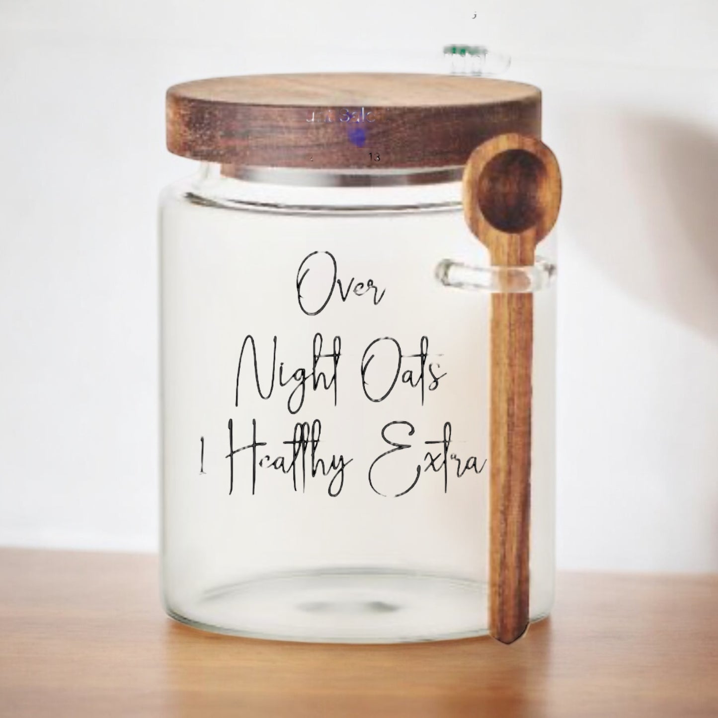 Over Night Oats Glass Pot with spoon
