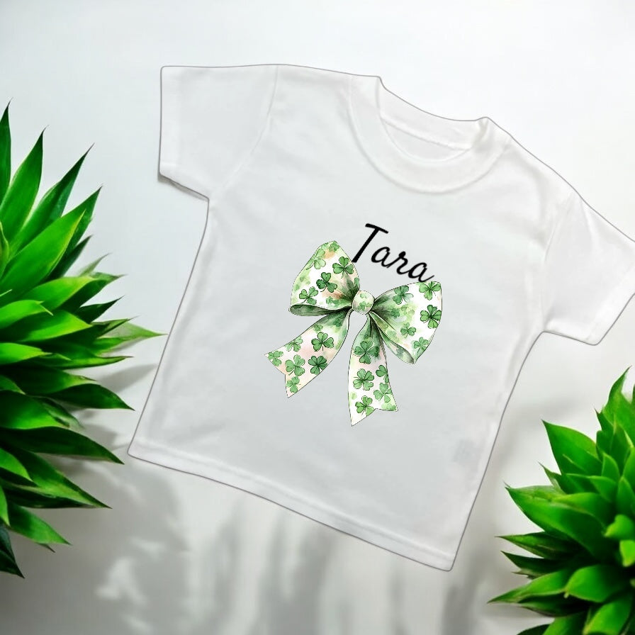 ST Patrick Themed Bow T shirt / Children’s Personalised