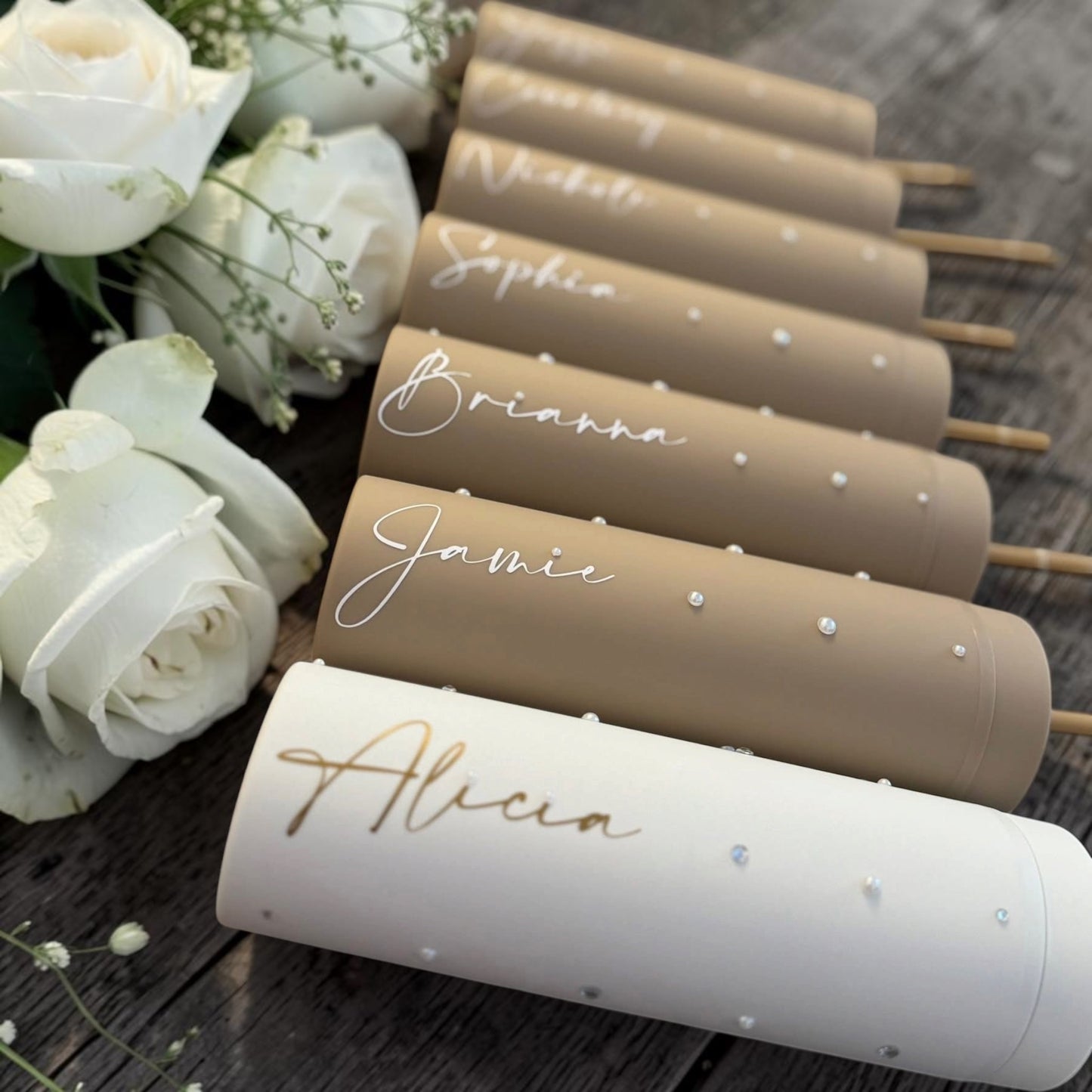 Skinny double Walled cups with a pearls