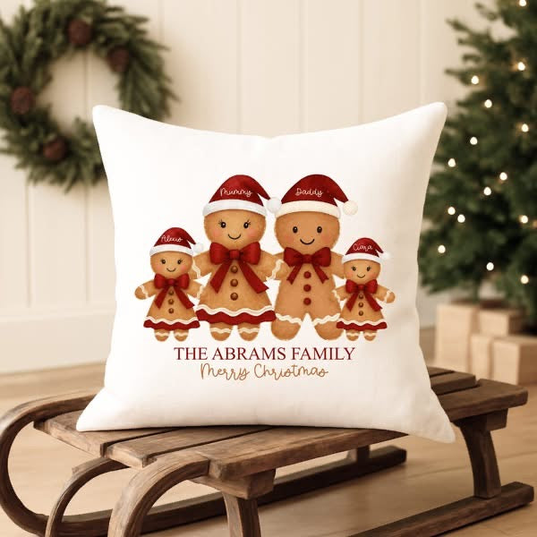 Gingerbread Family Pillow