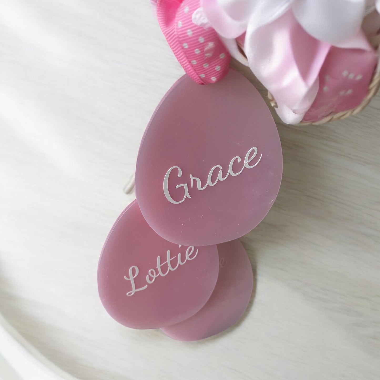 Easter Egg Personalised Decorations or name tags for Baskets bags