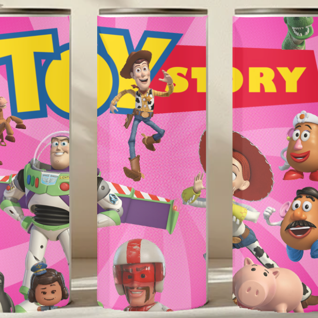 Toy Story-themed decorations on a wall with characters from the movie.