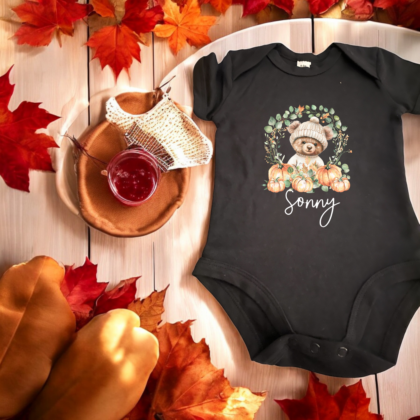 Baby Pumpkin Bear Bodysuits