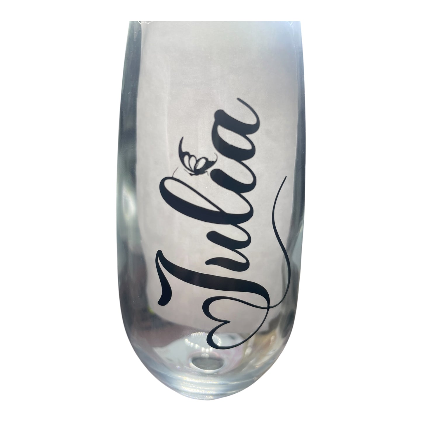 Personalised Glass Flute with a heart