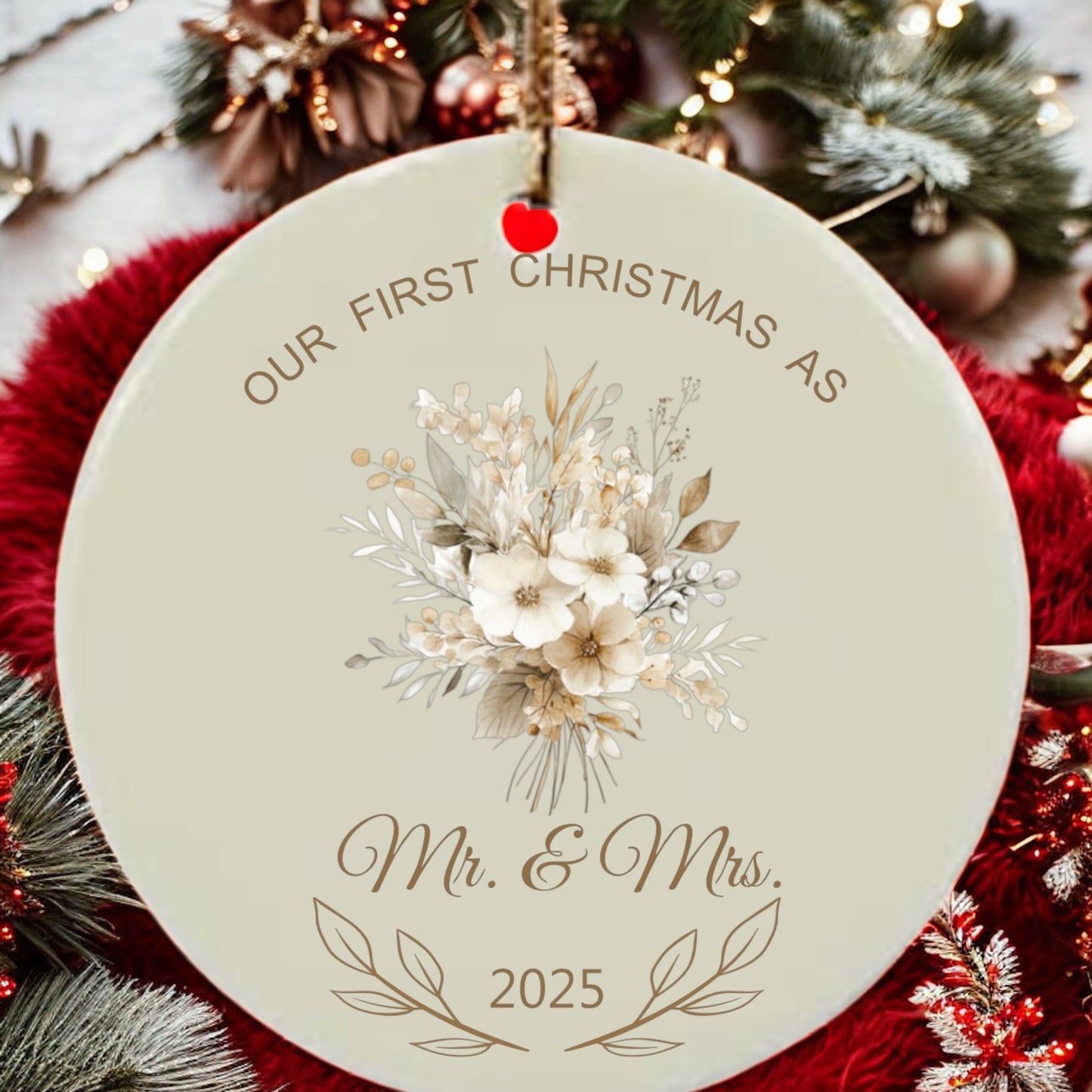 Our First Christmas as Mr & Mrs Ceramic Bauble