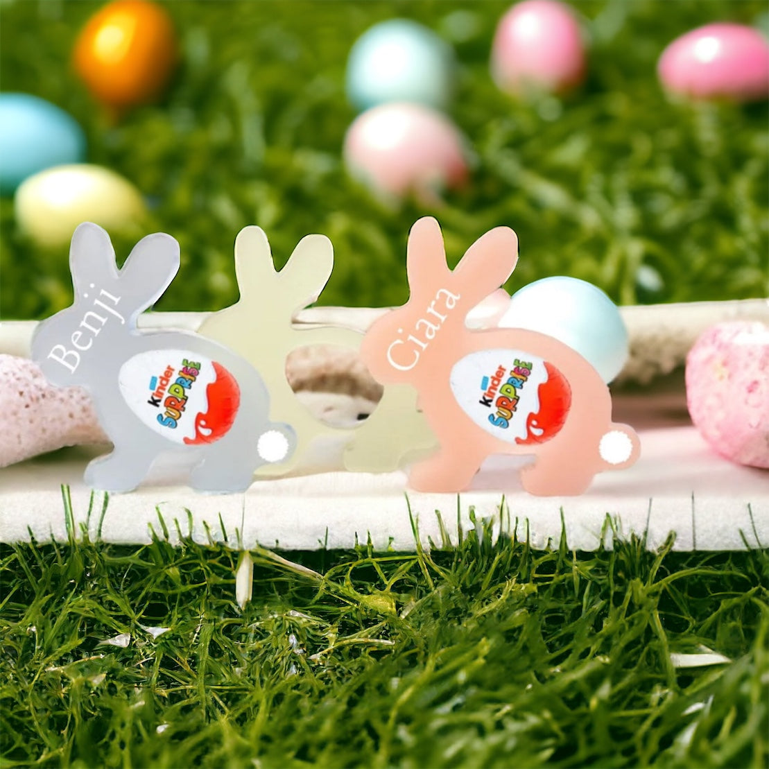 Acrylic Kinder Egg Rabbits Personalised