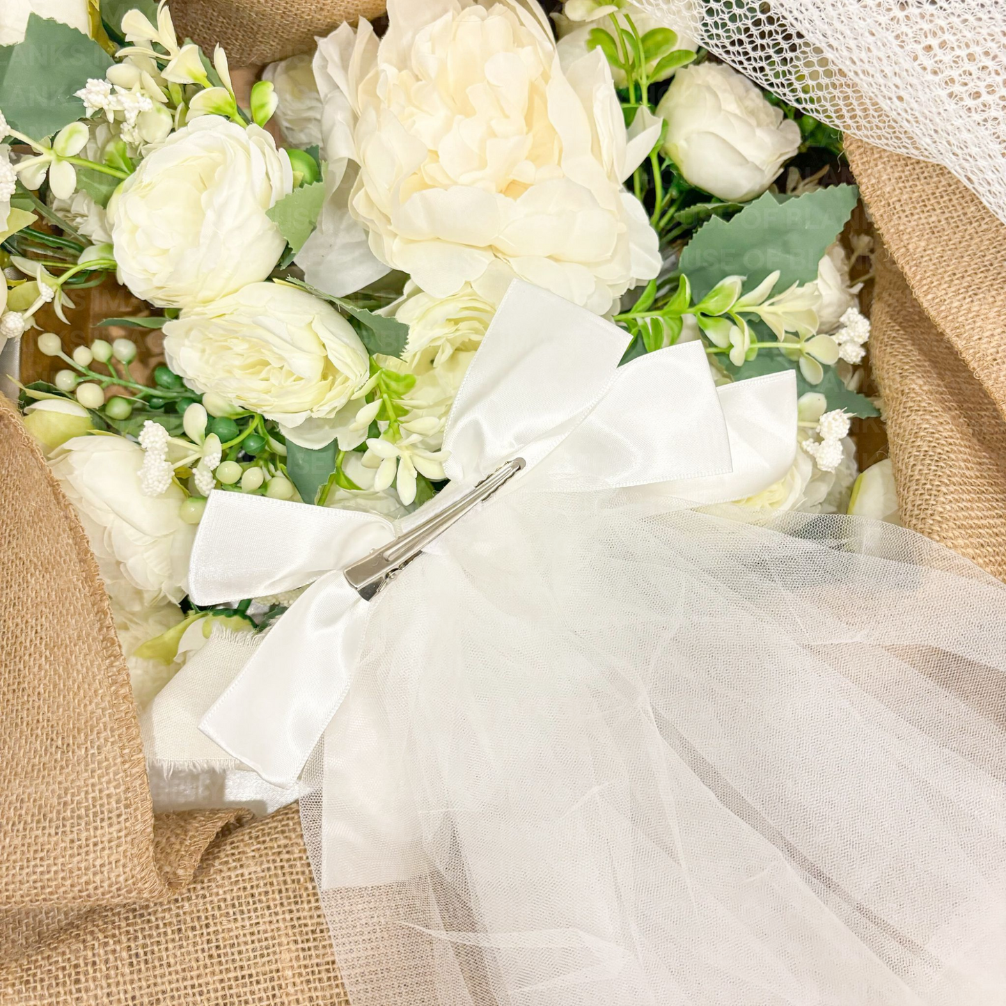 Bridal Satin Bow Veil Hair Clip