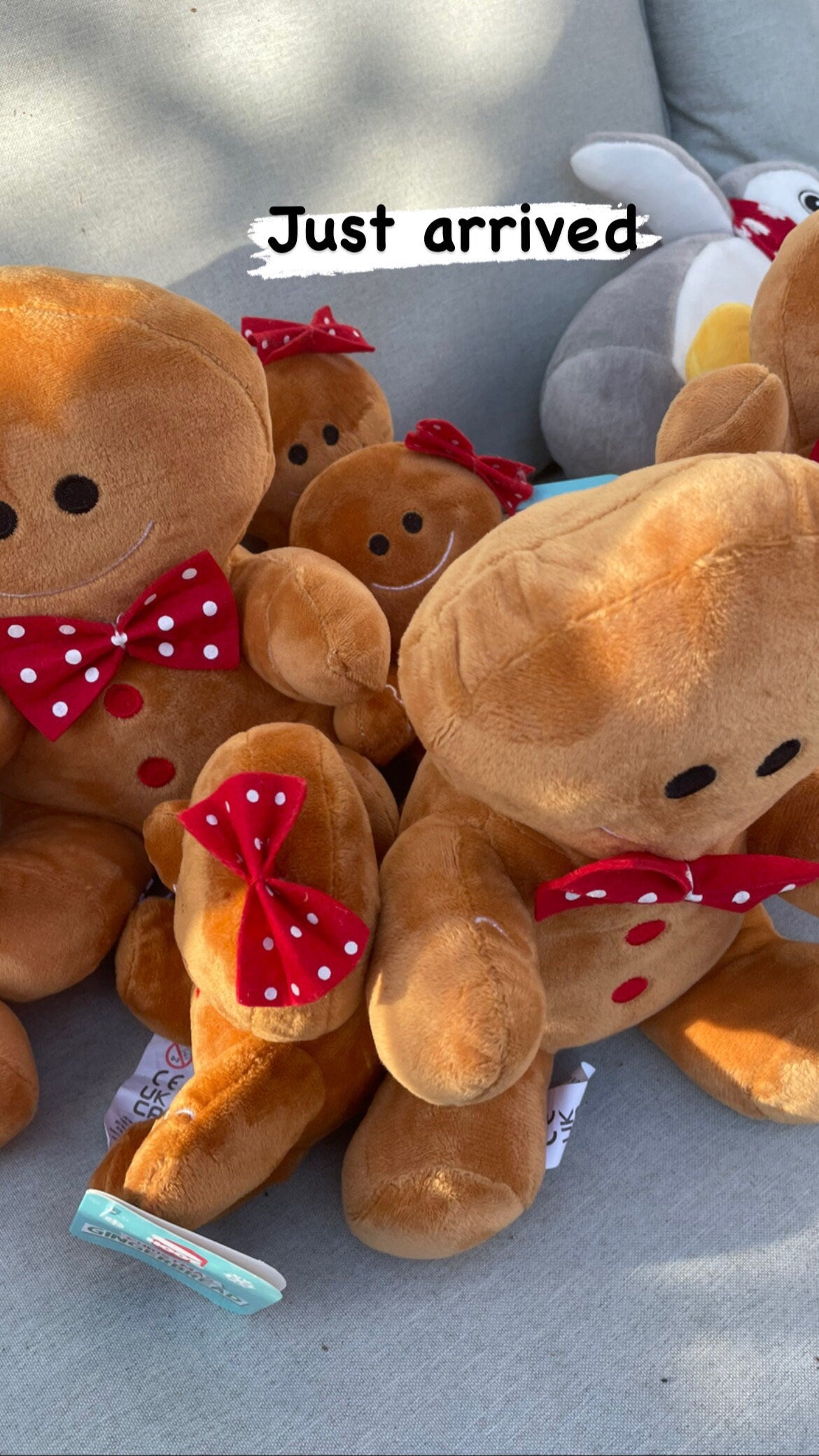 Plush Gingerbread large bow on head people / Gifts/decor/ stocking filler