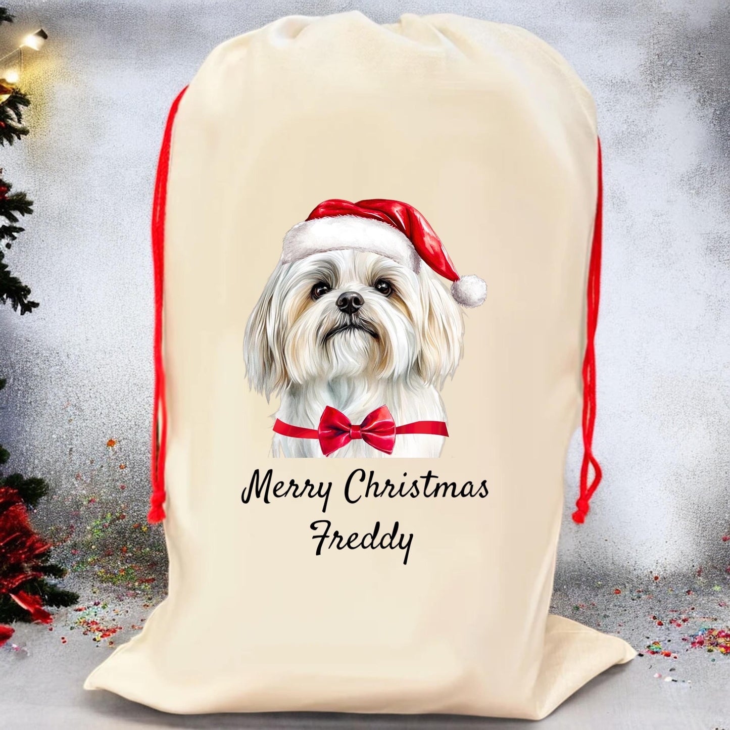 Christmas Dog Theme Sacks / Personalisd