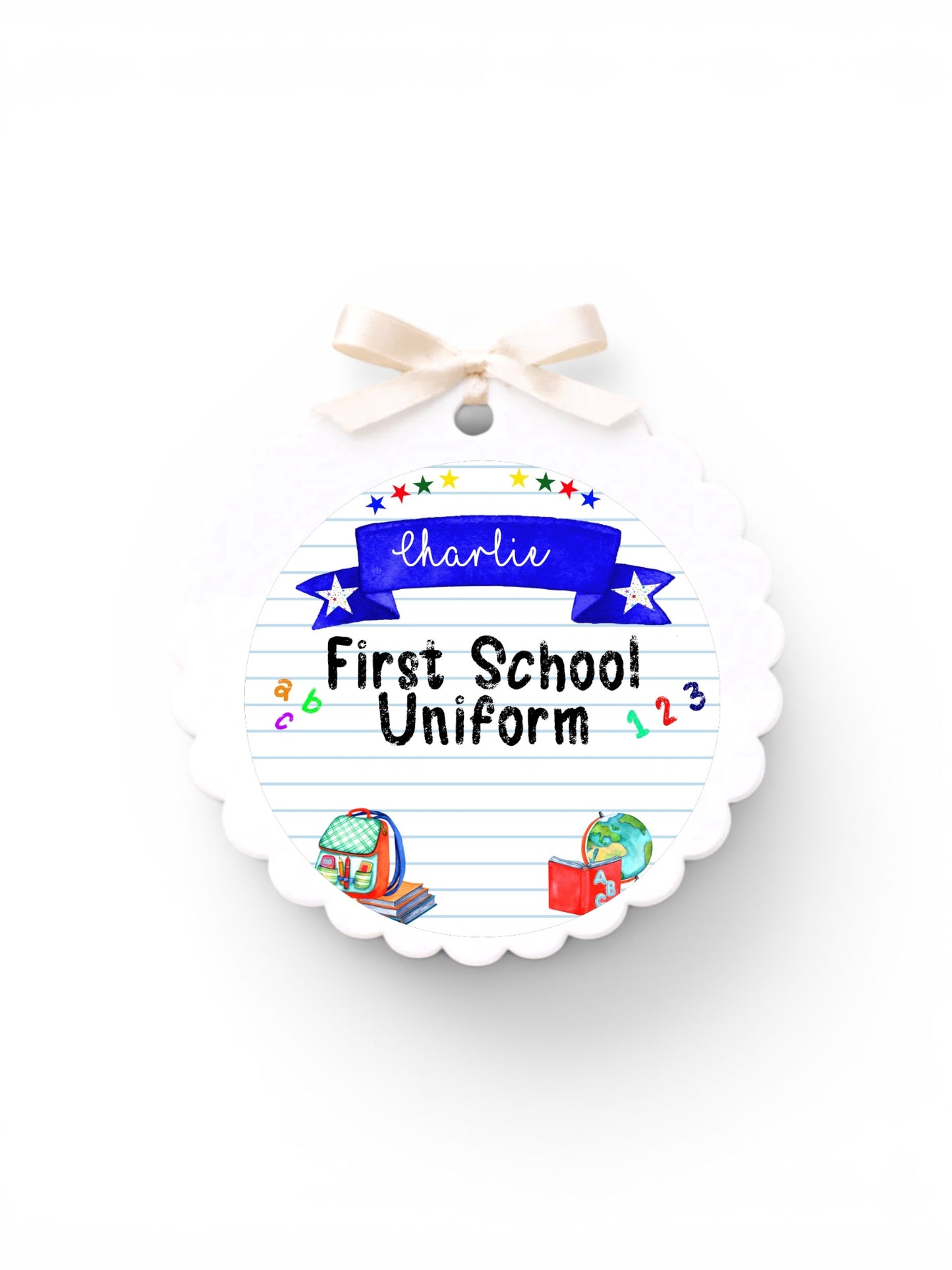 First uniform acrylic hanger tag personalised