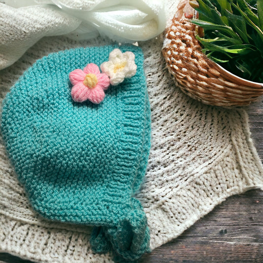 Baby Floral Bonnet and matching bow shoes