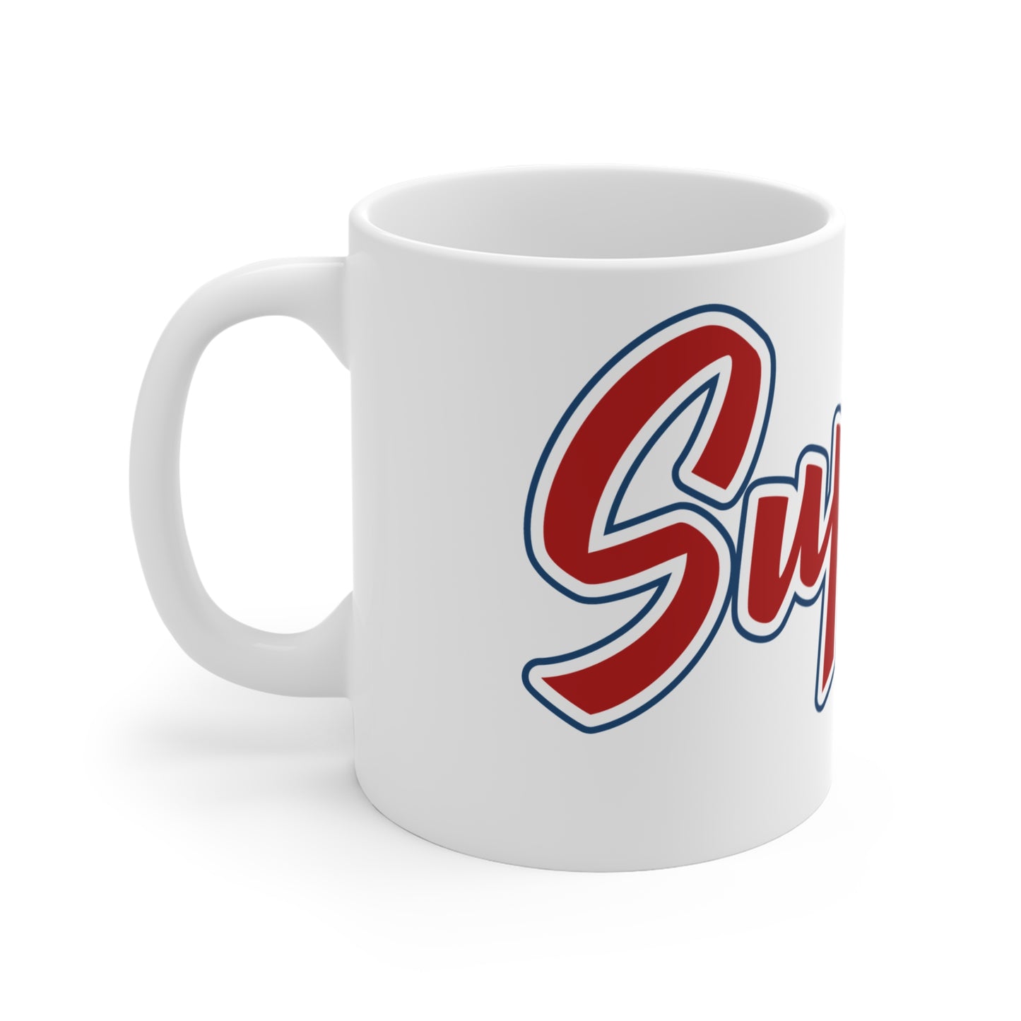 Super Dad 11oz Coffee Mug — Retro Red & Blue Father’s Day Gift