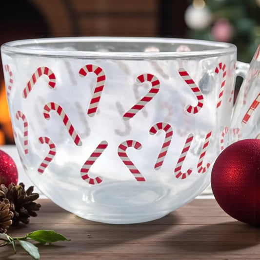 Candy cane Glass Coffee Cup