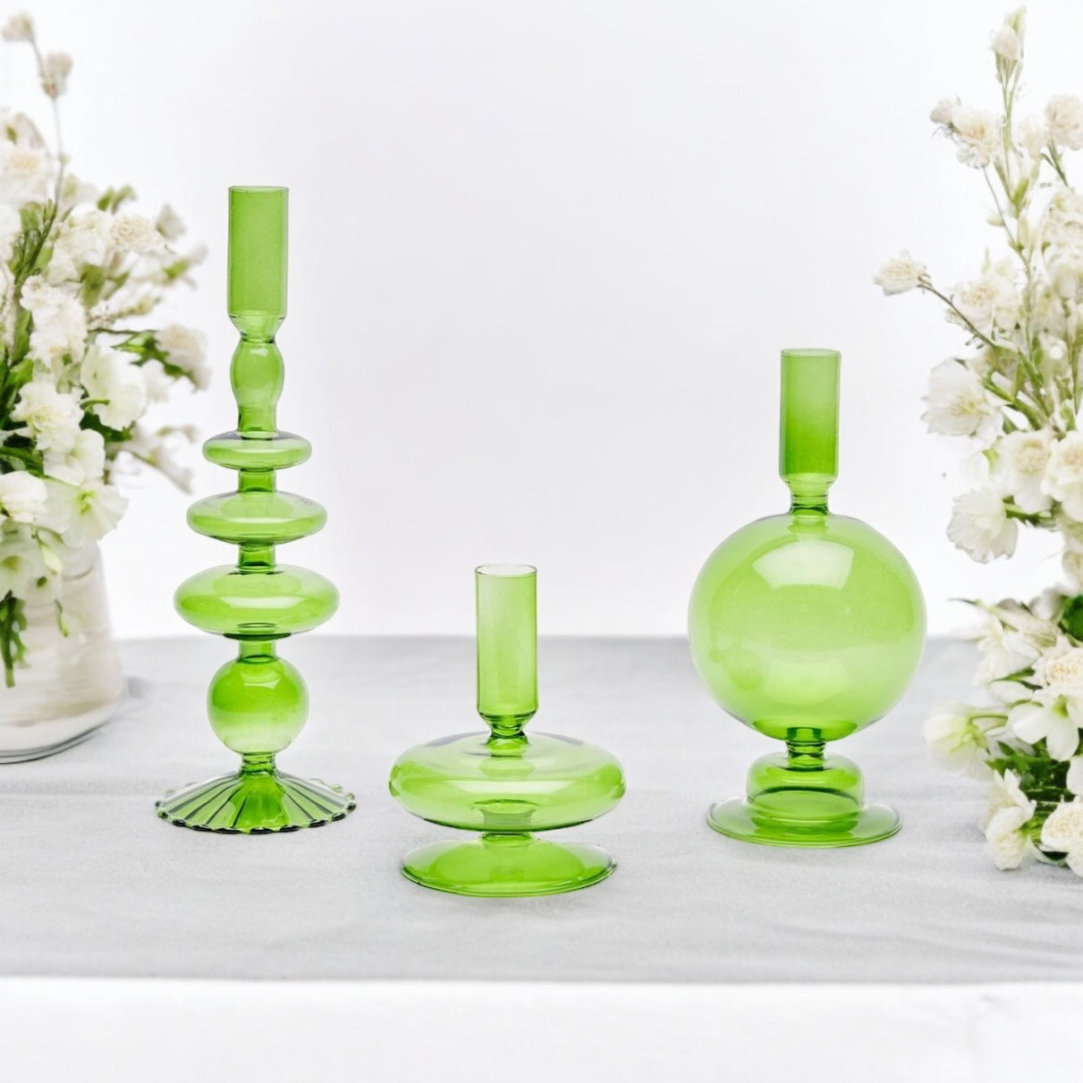 Glass Candle Stick Set of 3