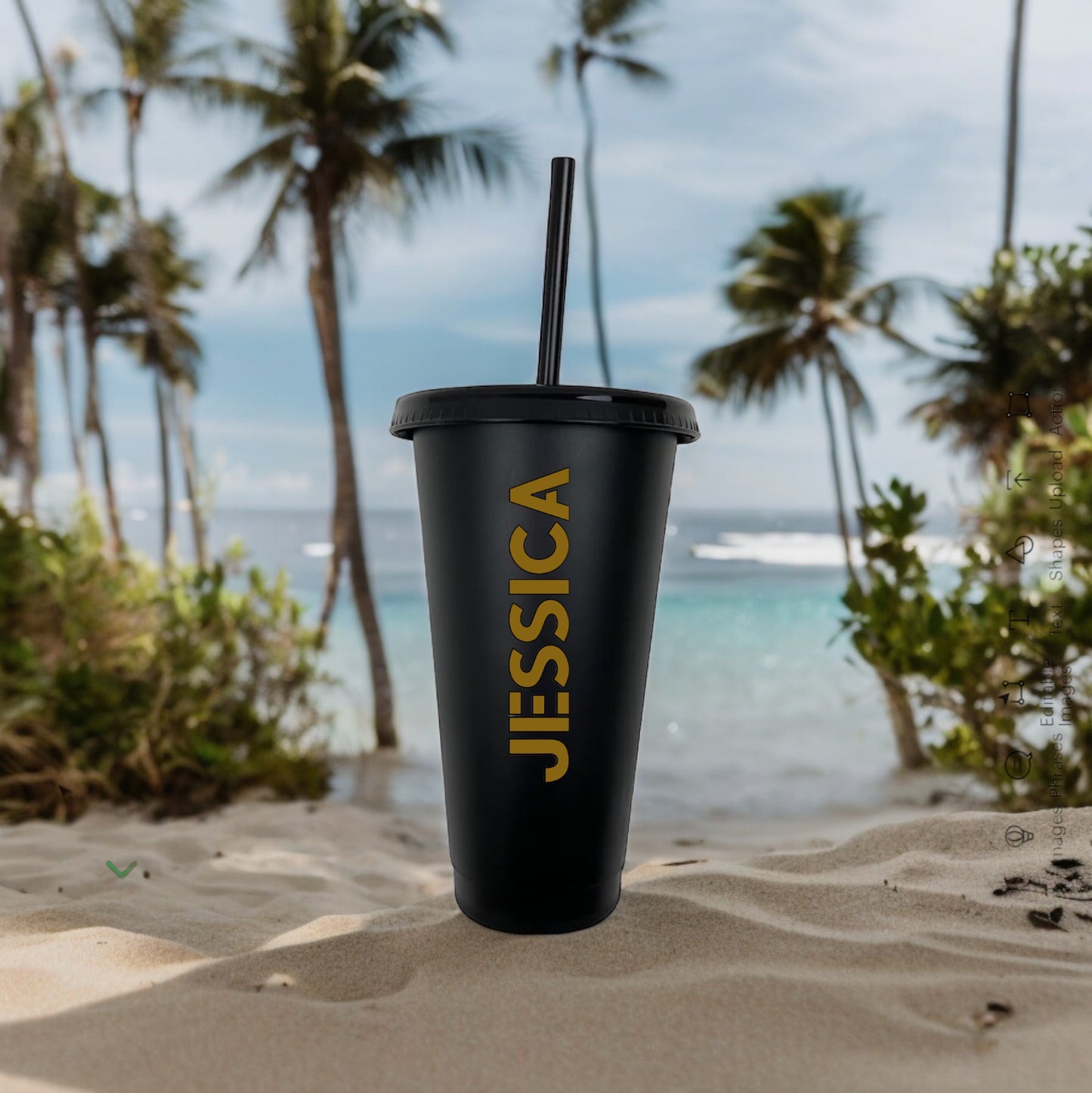 Black & Gold Personalised Cups 24oz