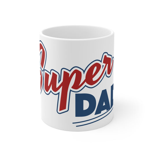 Super Dad 11oz Coffee Mug — Retro Red & Blue Father’s Day Gift