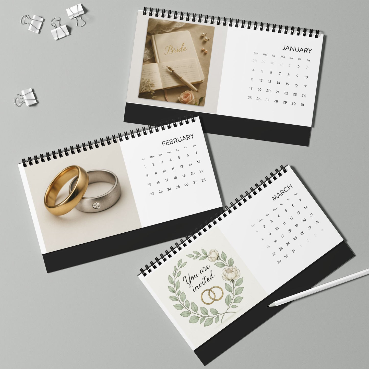 Personalised Wedding Countdown Desktop Calendar 2026