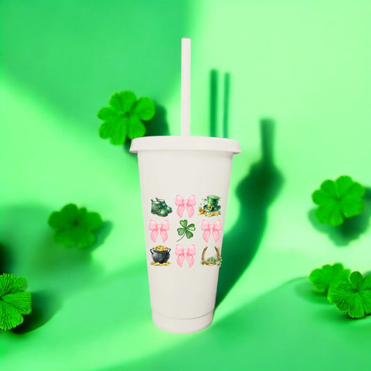 St Patrick’s Day 24oz Cold Cups with straw