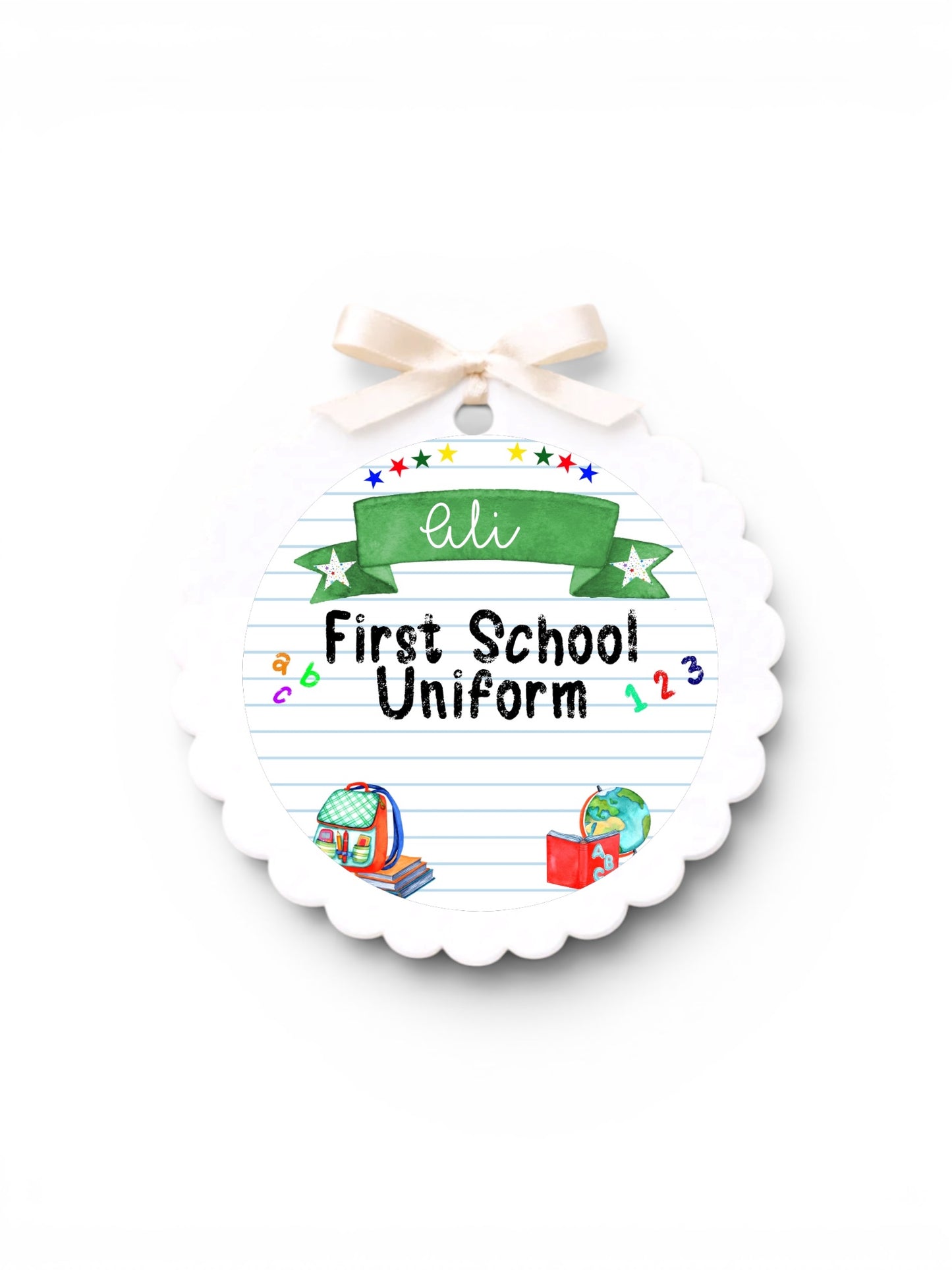 First uniform acrylic hanger tag personalised