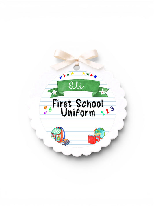 First uniform acrylic hanger tag personalised