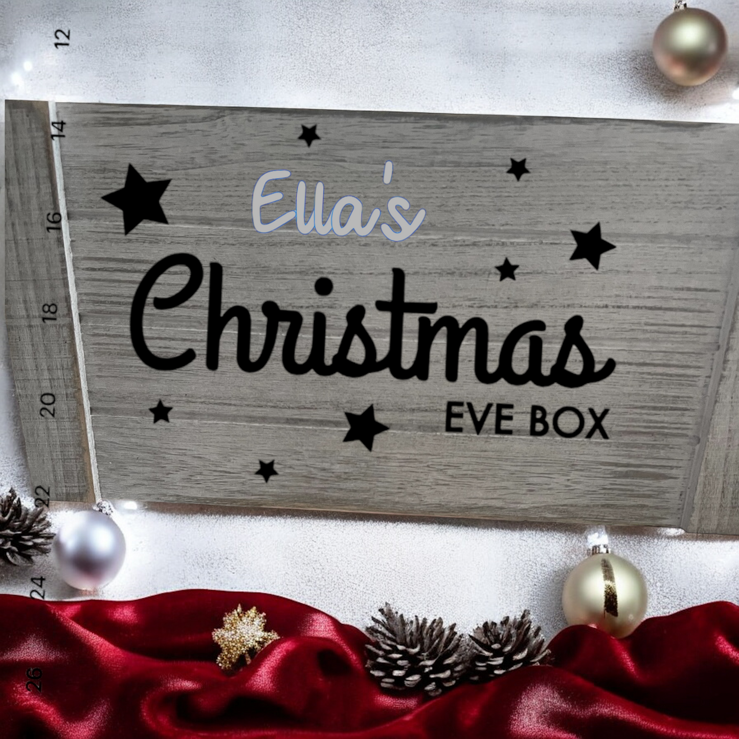 Grey Wash Christmas Eve Crate Personalisd