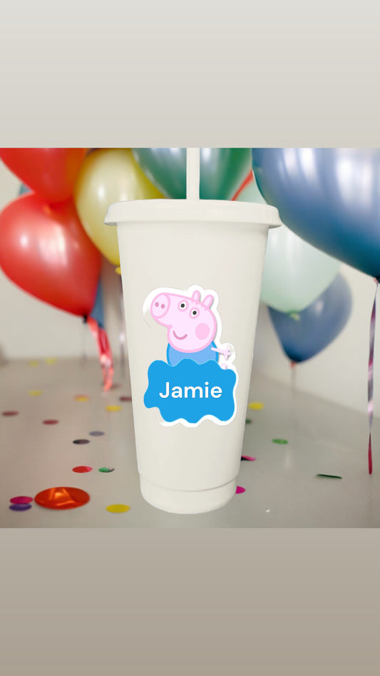 Peppa Pig Inspired 24oz Cold Cups / Personalised