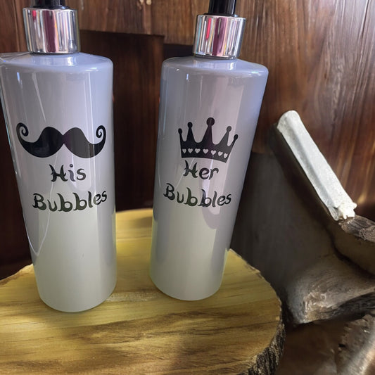 His & Her Bath Bubble Bottles