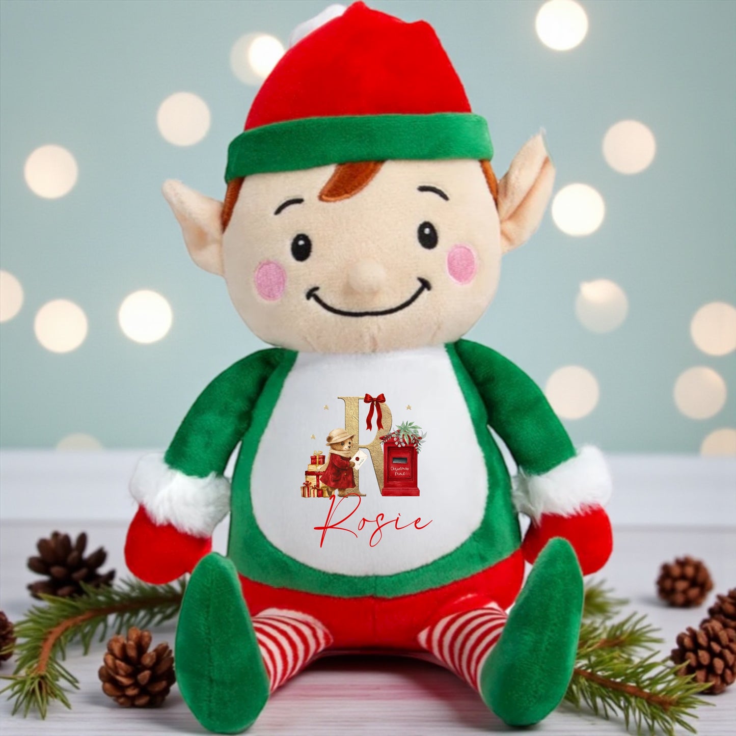 Festive elf Personalised soft toy