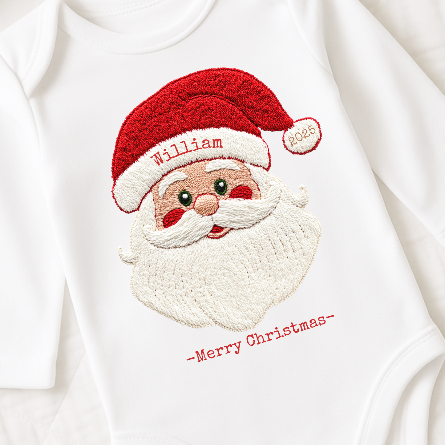 Personalised Santa theme long sleeved bodysuit