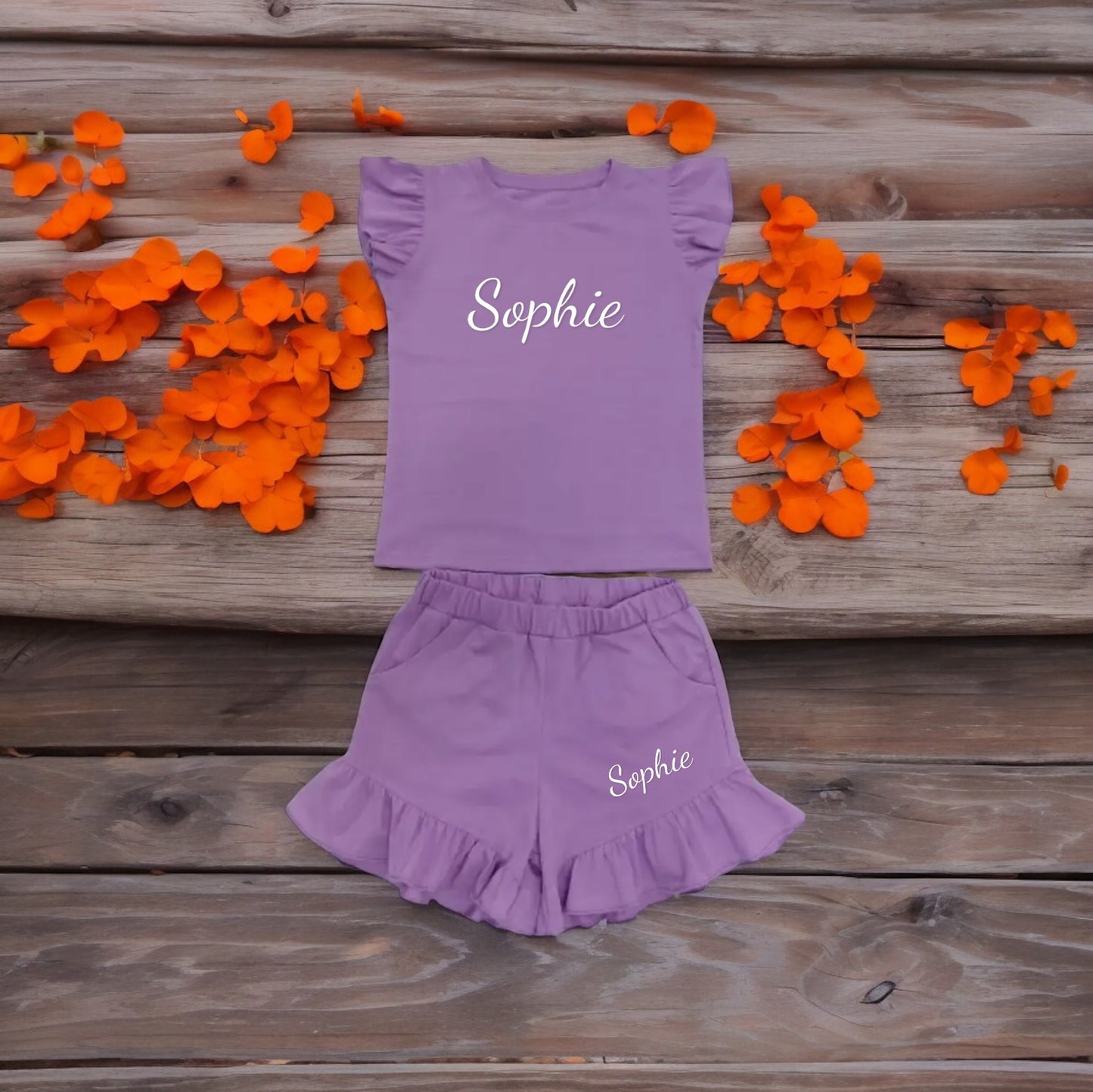 Girls Purple Frill Shorts / Personalised