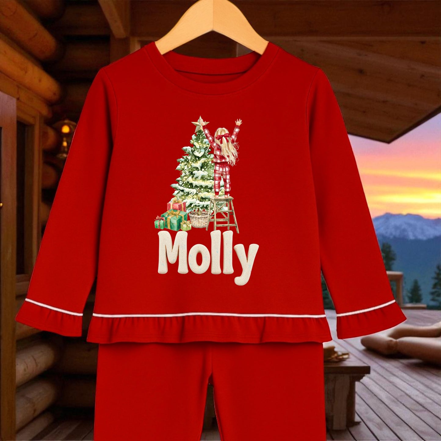 Christmas Believes Frill Christmas PJS Personalised