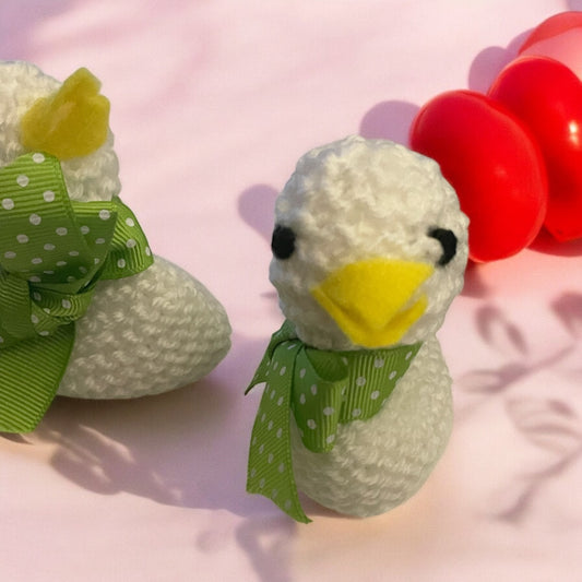 Hand knitted Crème Egg Covers Little Ducks