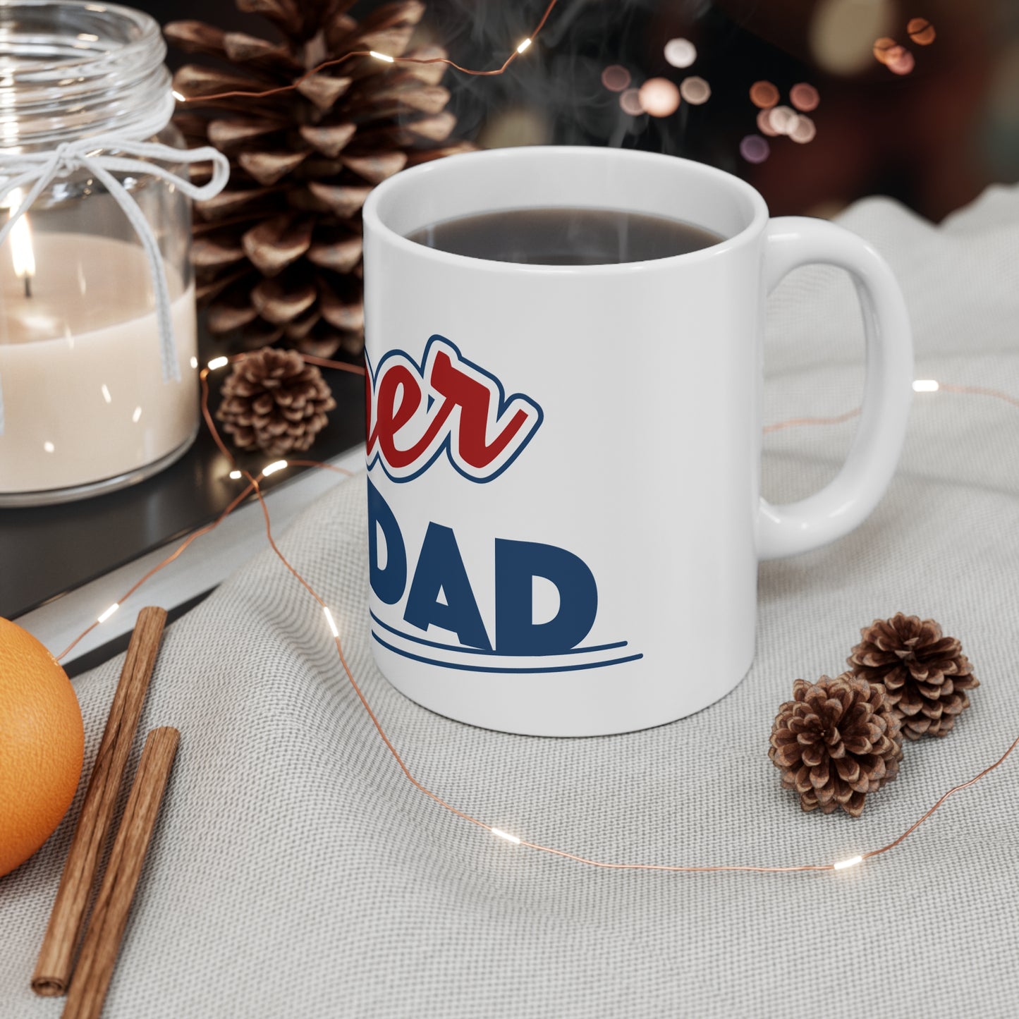 Super Dad 11oz Coffee Mug — Retro Red & Blue Father’s Day Gift