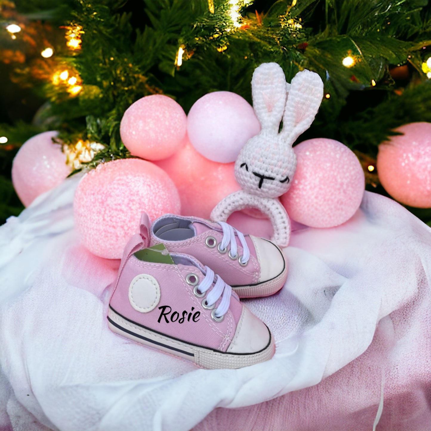 Personalised Baby Boots with Bunny in Magnetic Gift Box