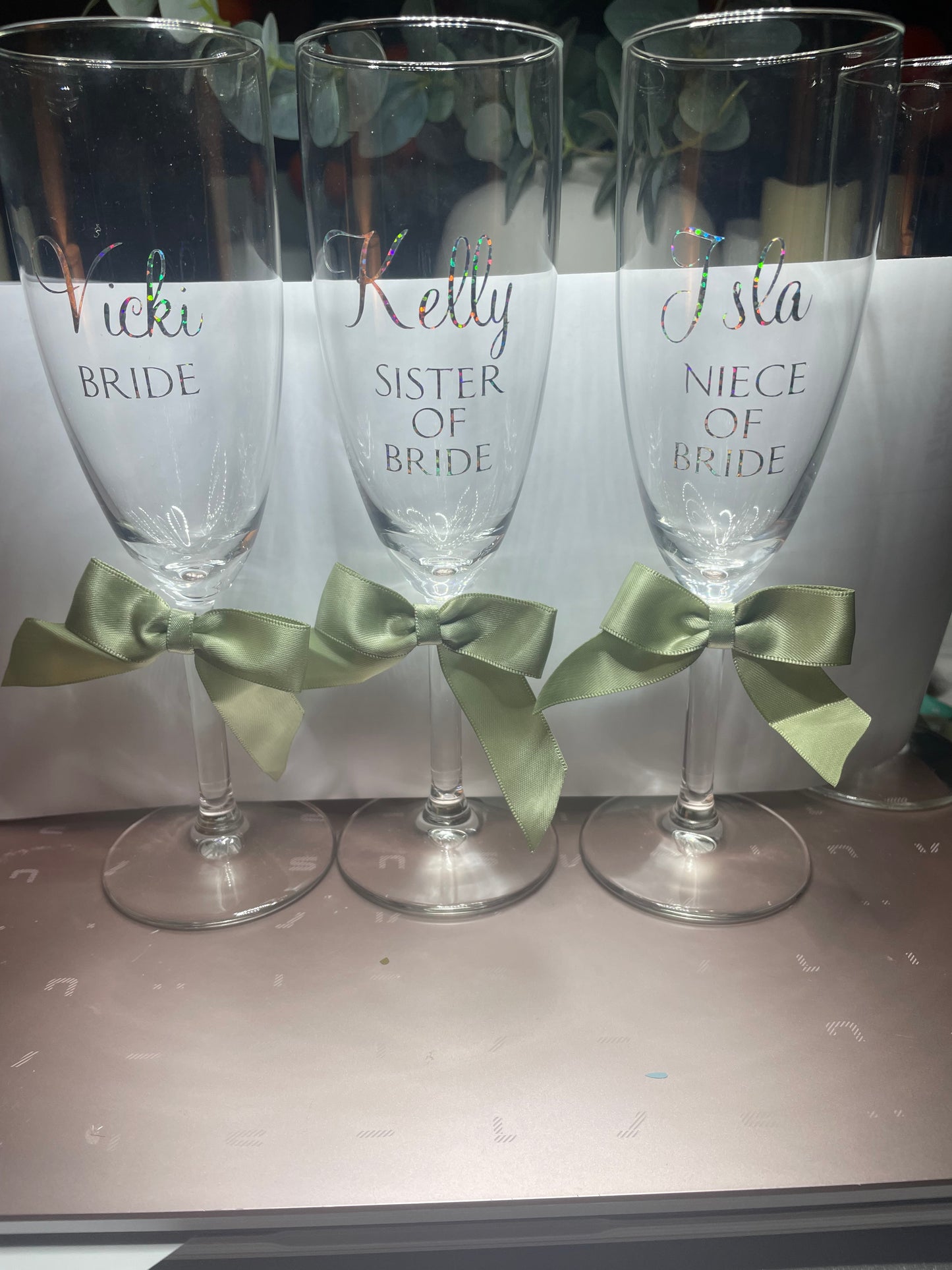 Wedding prom special event personalised glass flute