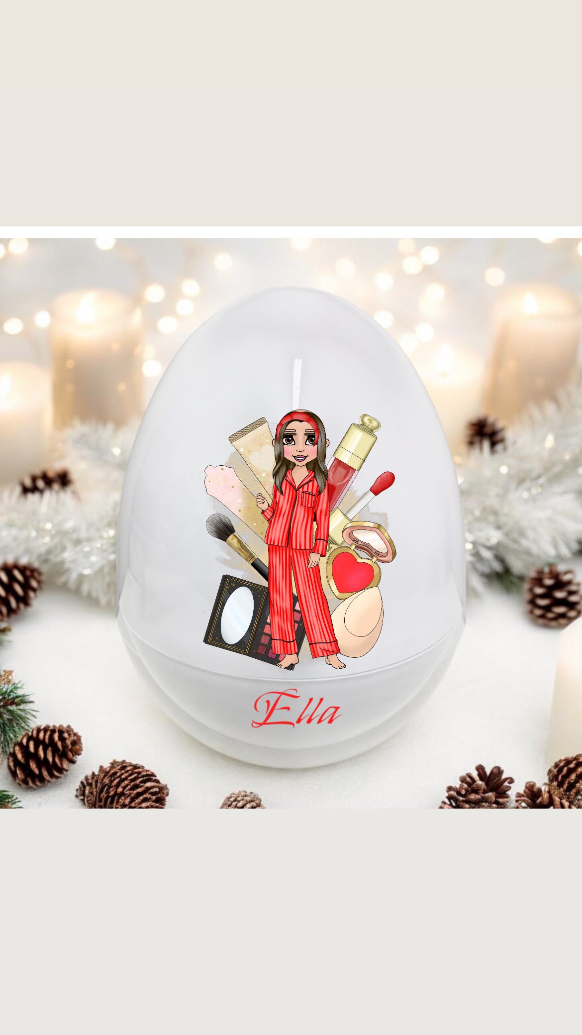 Spa Christmas Eve Extra Large Fillable eggs / Personalised / Hair colour to match