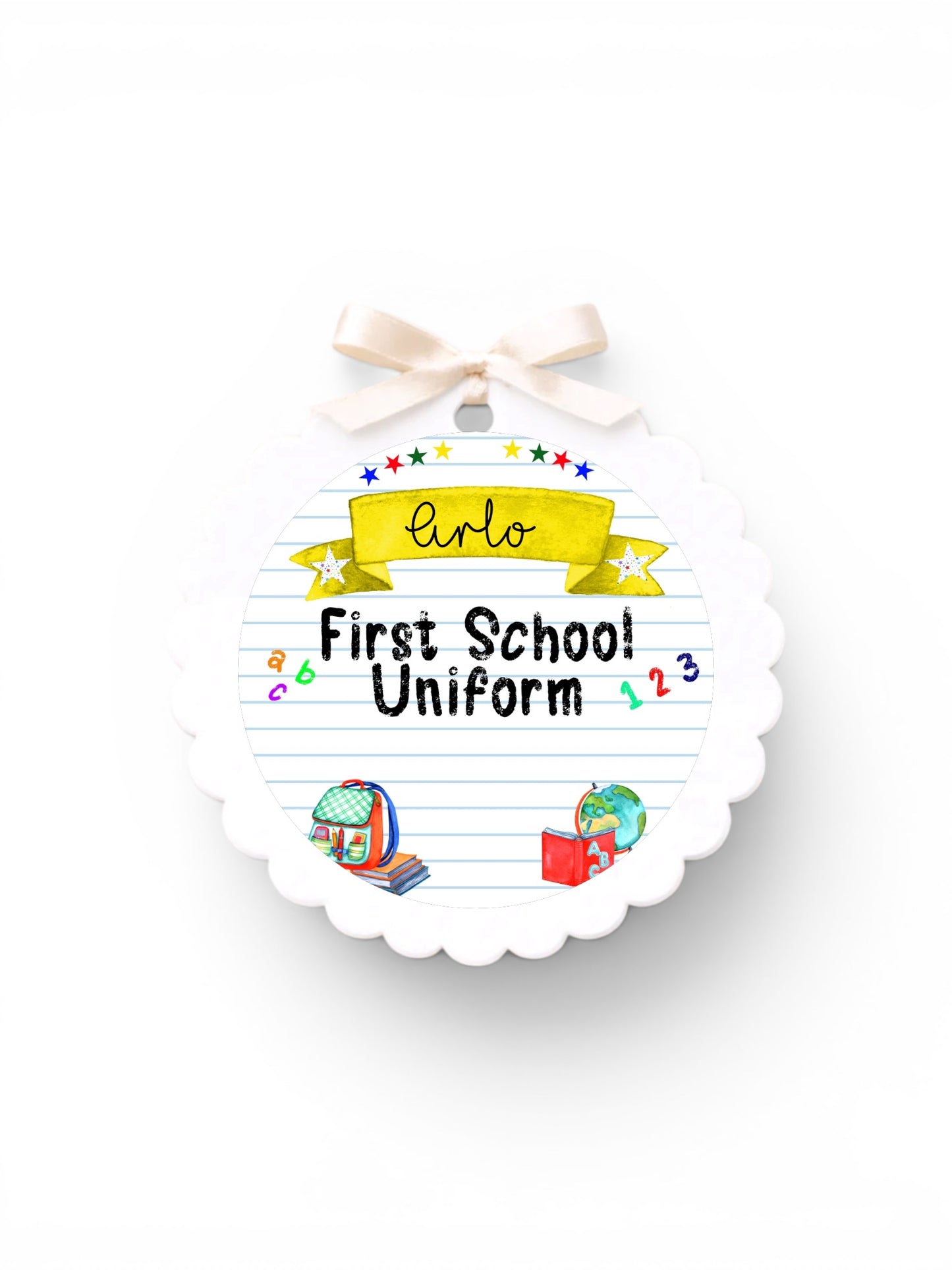First uniform acrylic hanger tag personalised