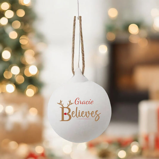 Christmas Set of Baubles Family believes ceramic