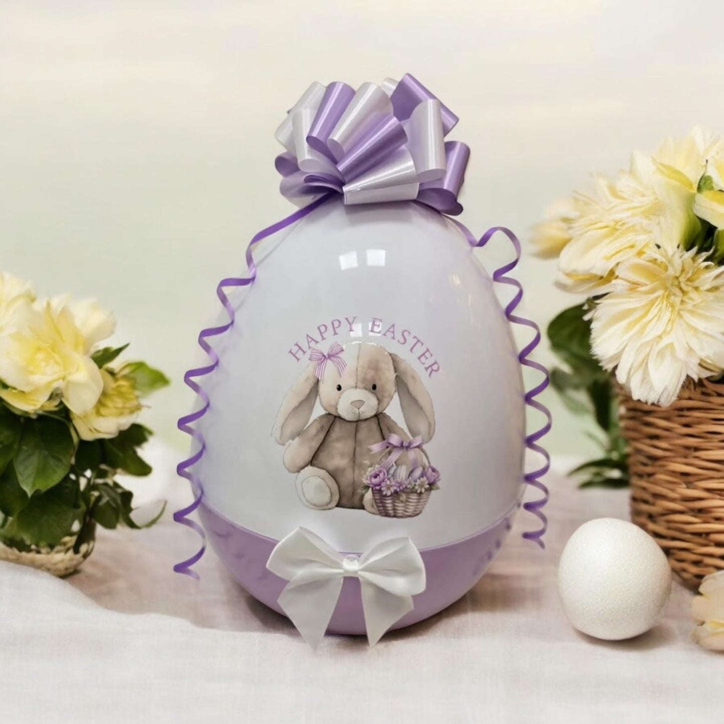 Giant Bunny Easter Egg matching 16oz cup and egg holder / Personalised