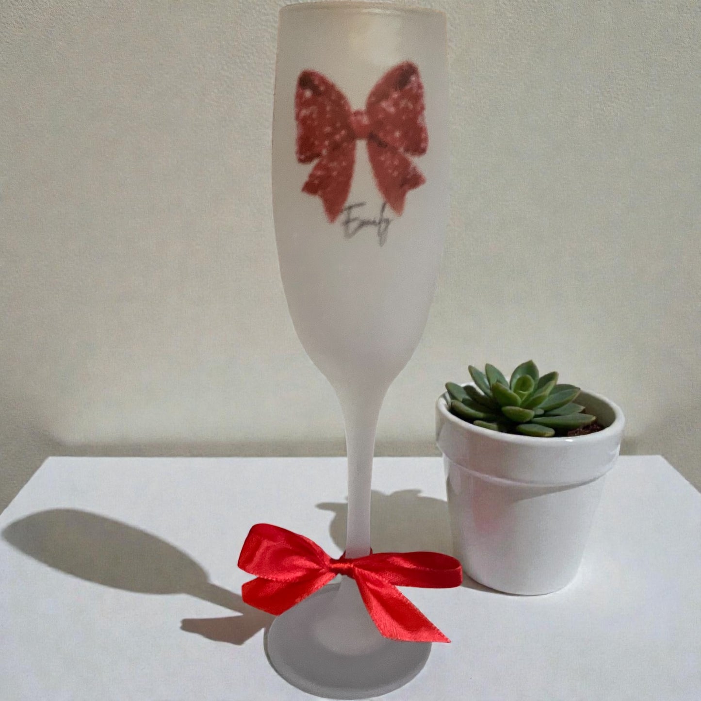 A glass opaque Champagne Glass Personalised