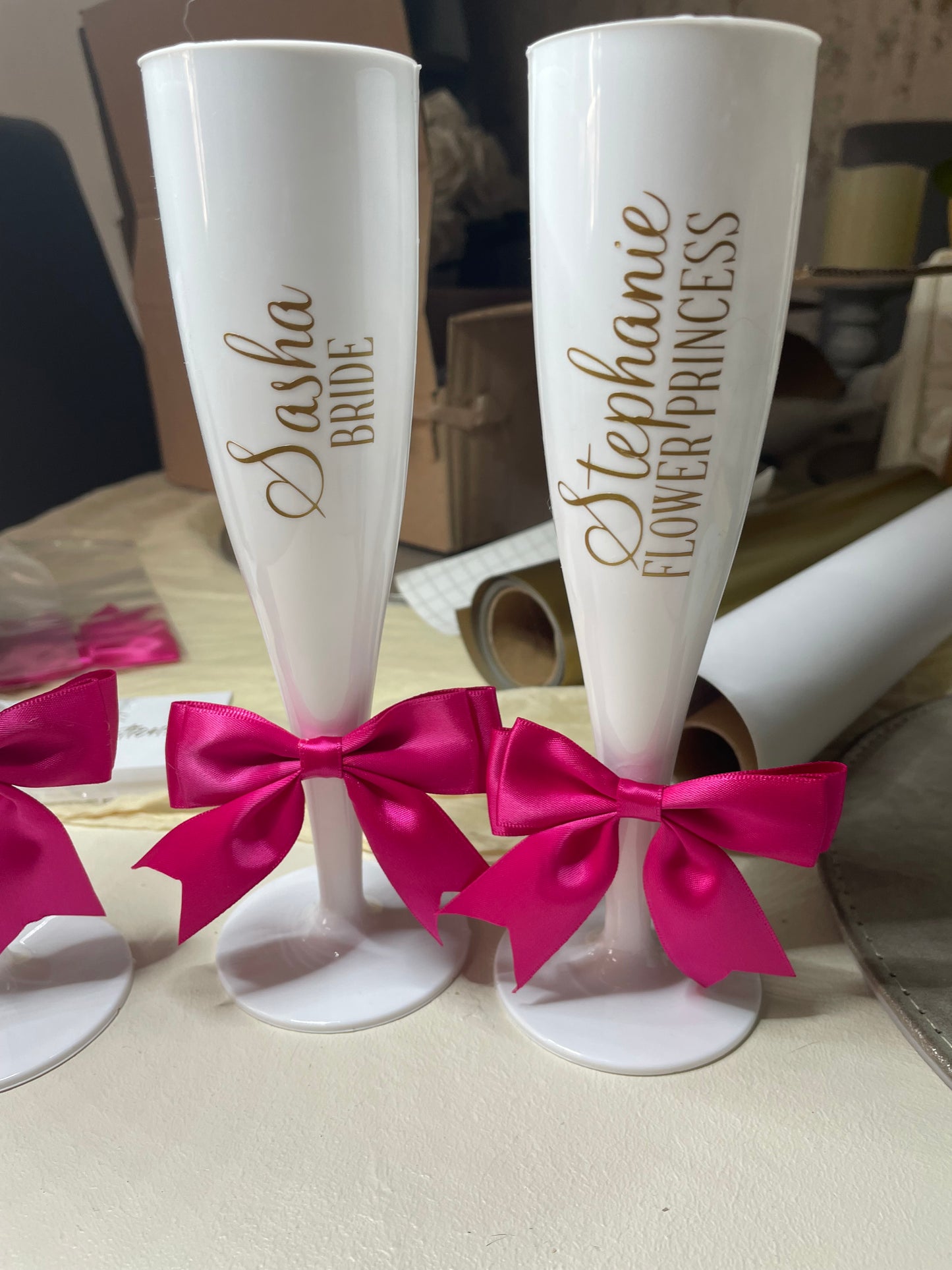 Personalised Wedding /Party / Celebration  Flutes with Pearls