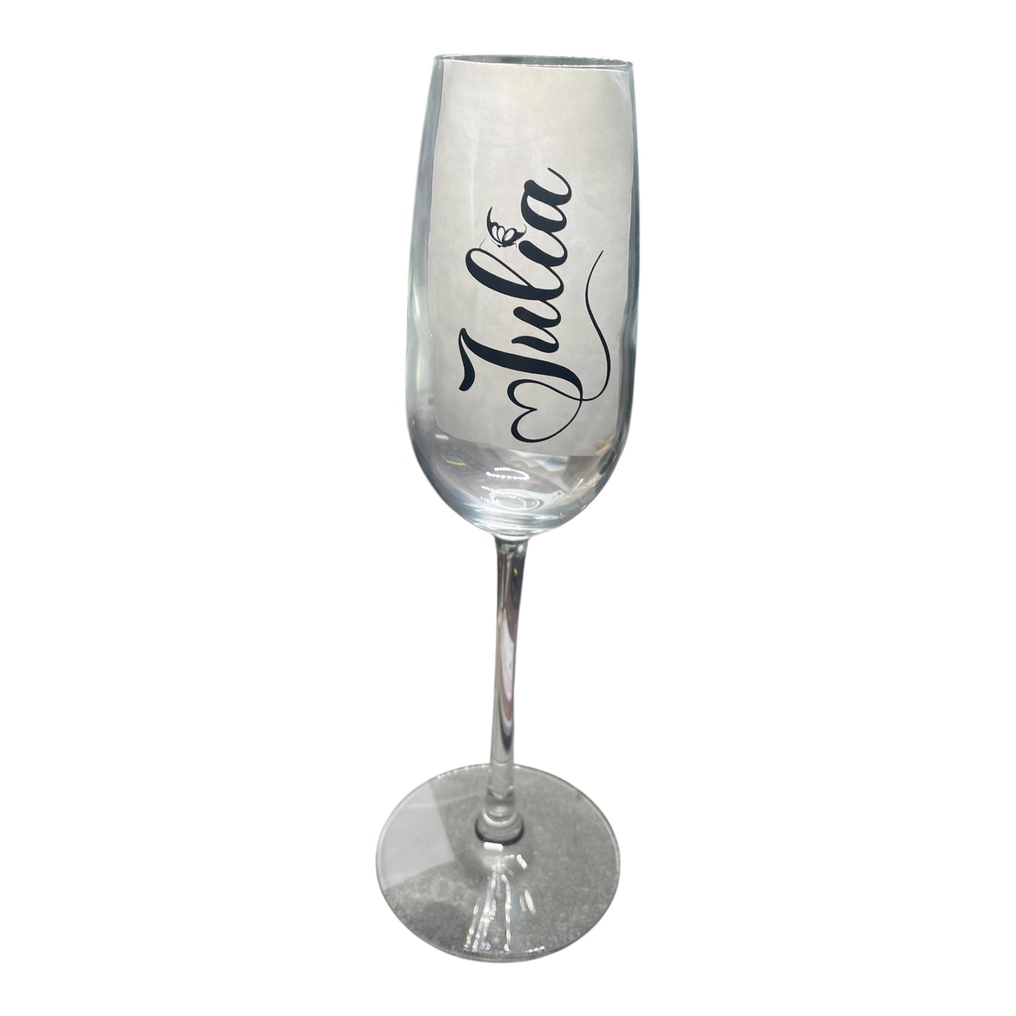 Personalised Glass Flute with a heart